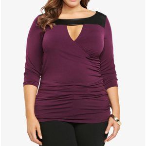 Women's Plus Size Top With Faux Leather - Torrid size 5